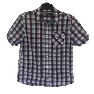 Industry Cotton Blend XL Short Sleeve Button Front Plaid Shirt